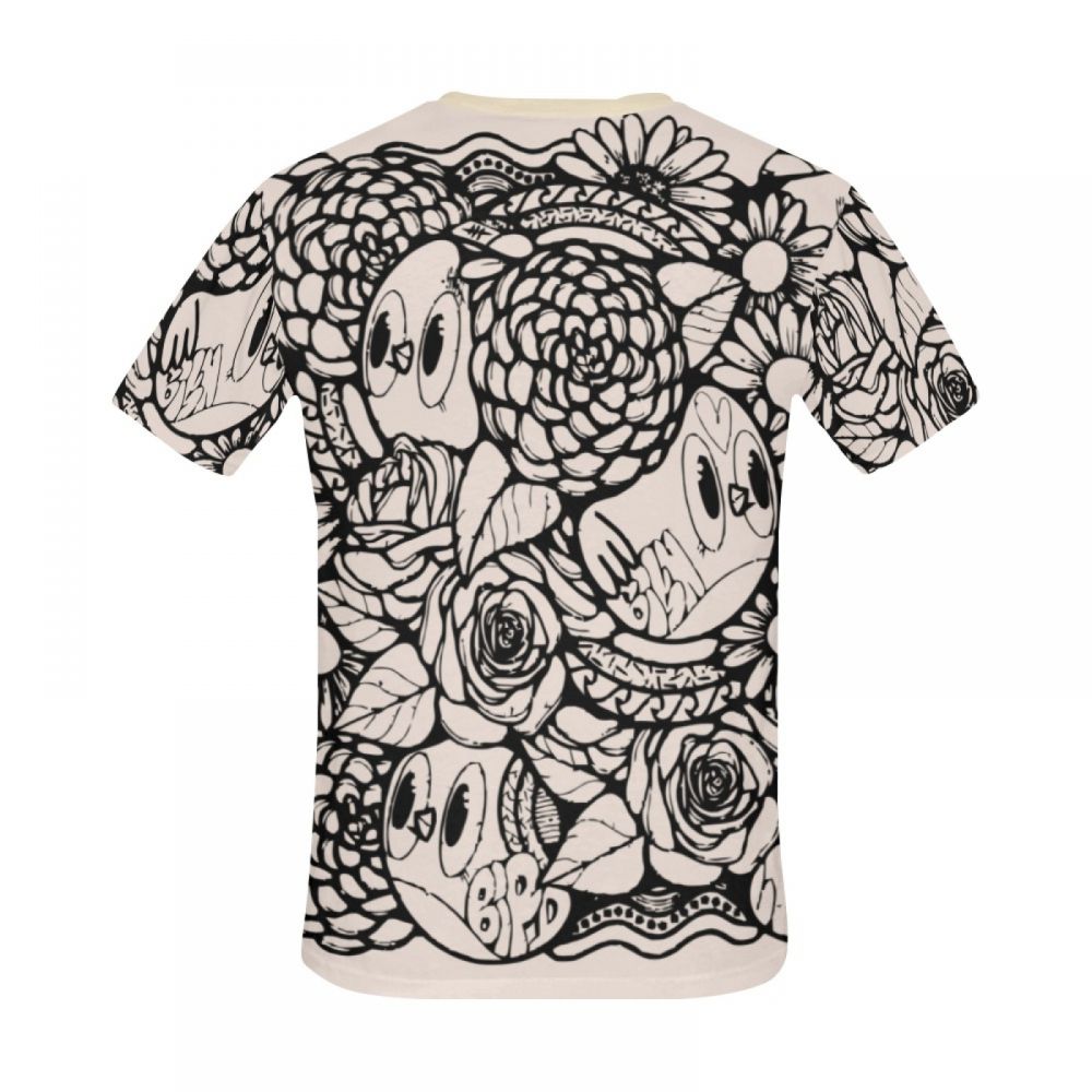 Men's Digital Art Bird Flower Short T-shirt