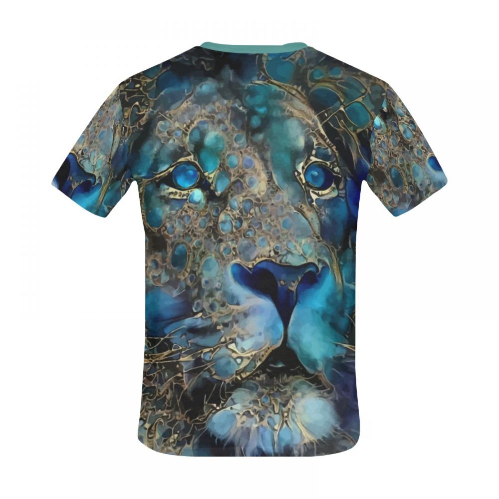 Men's Digital Art Blue Lion Short T-shirt