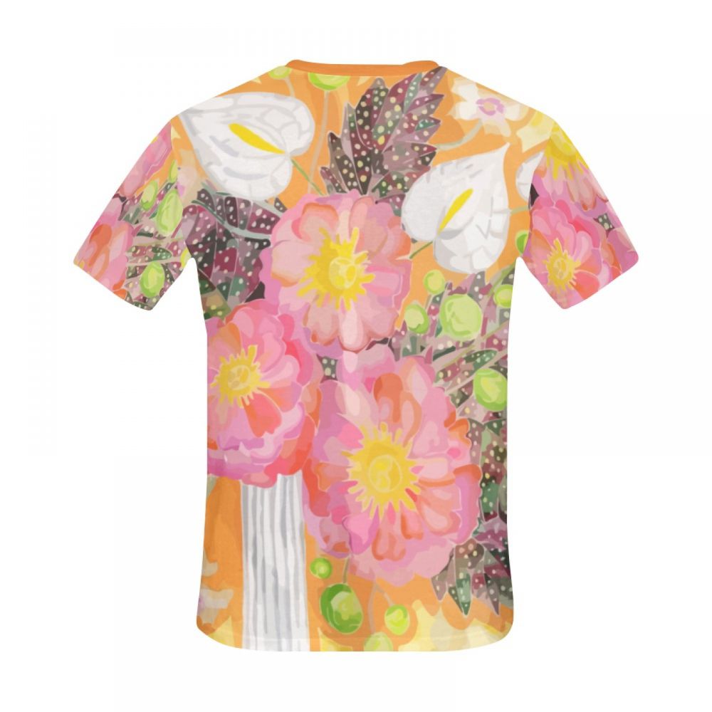 Men's Abstract Art Peony Bouquet Short T-shirt