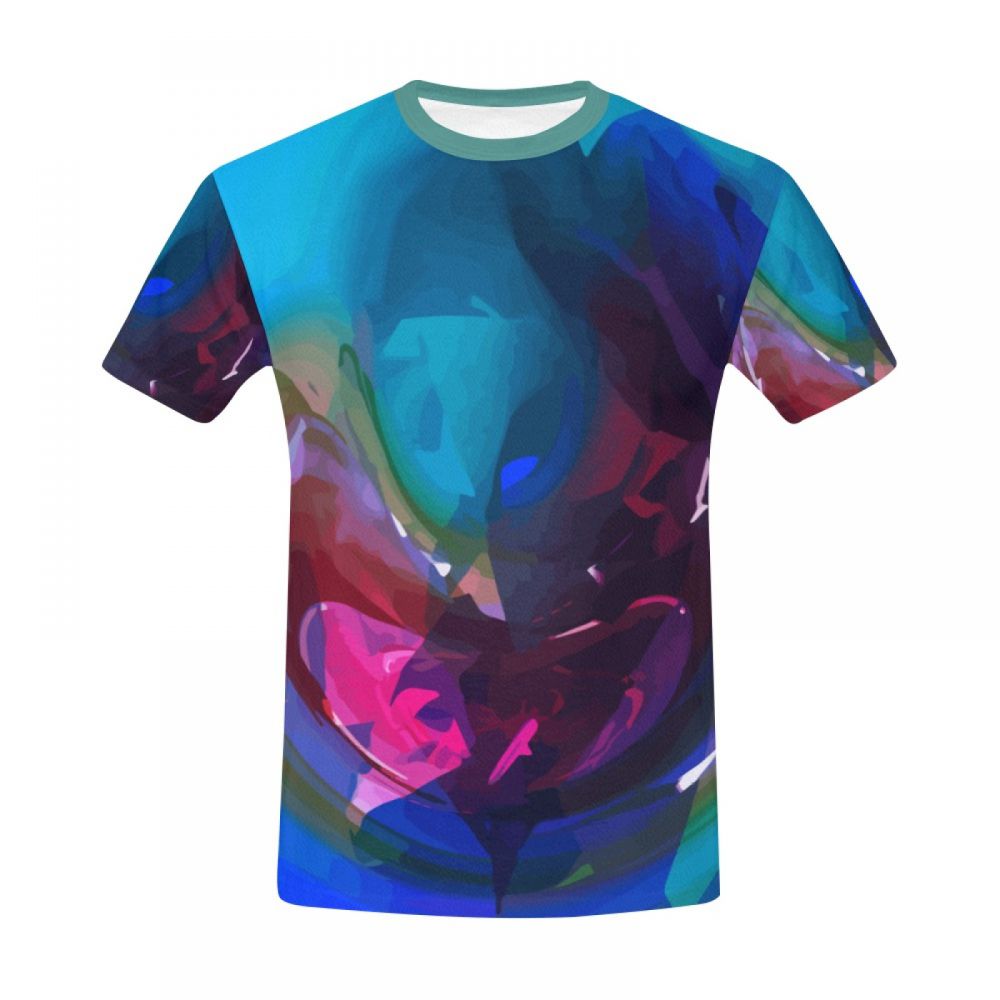 Men's Art Digital Blue Word Short T-shirt