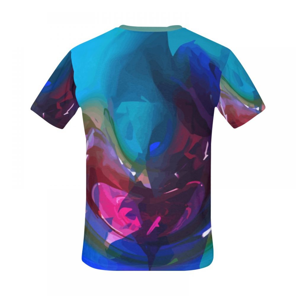 Men's Art Digital Blue Word Short T-shirt