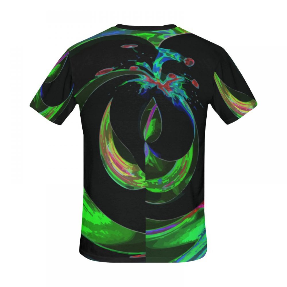 Men's Art Digital Green Water Drop Short T-shirt