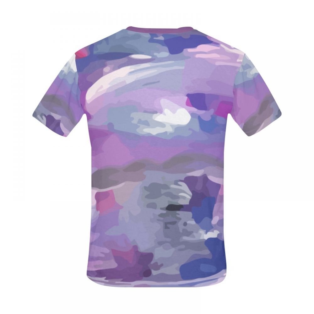 Men's Artistic Color Purple Graffiti Short T-shirt
