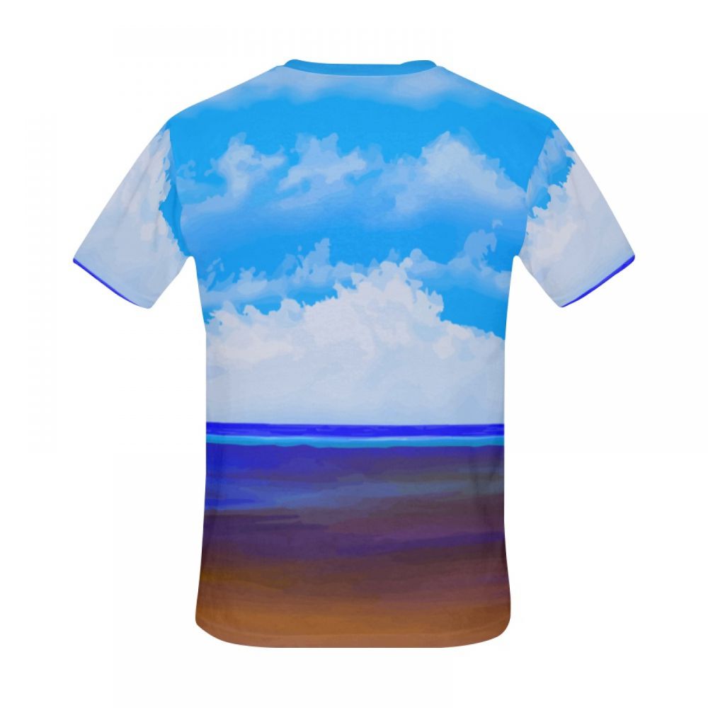 Men's Art Beach Blue Sky Short T-shirt