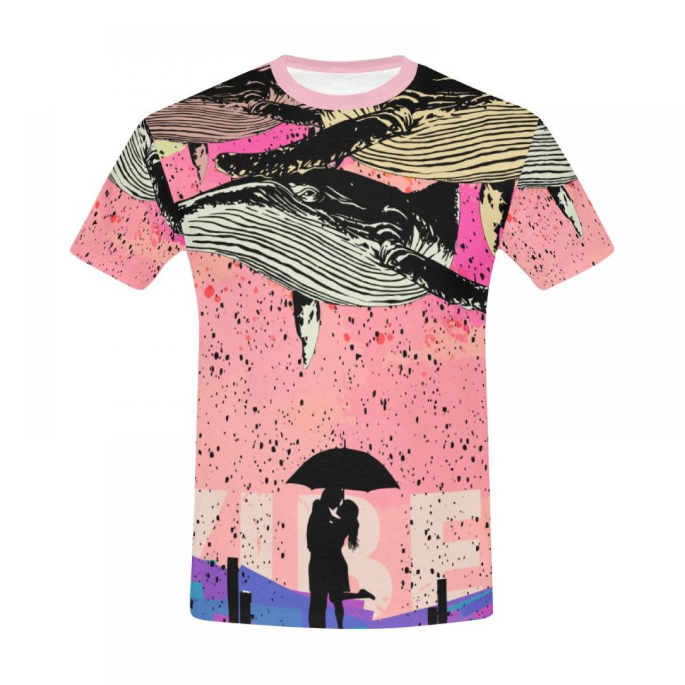 Men's Street Art Whale Love Mood Short T-shirt