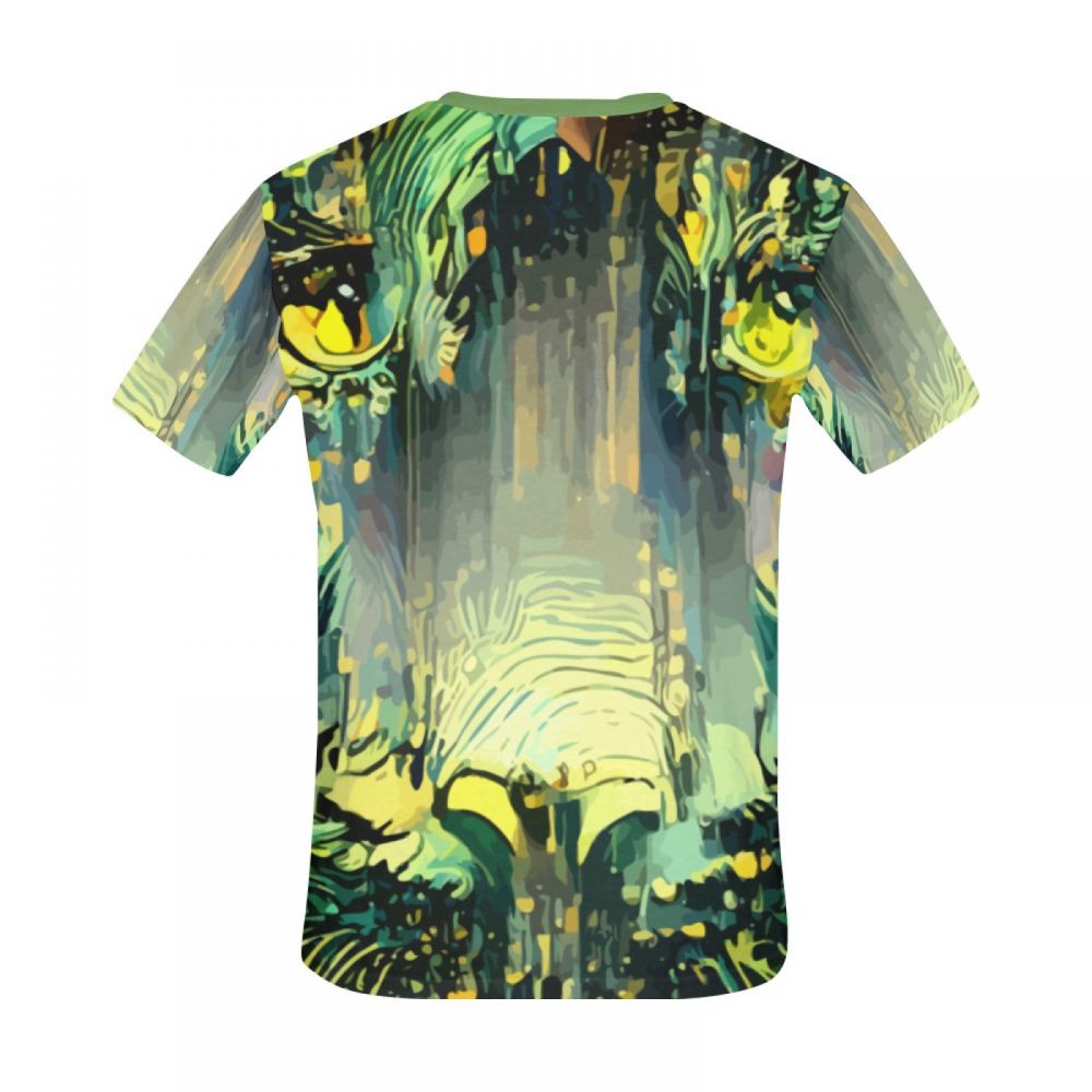 Men's Figurative Color Green Short T-shirt