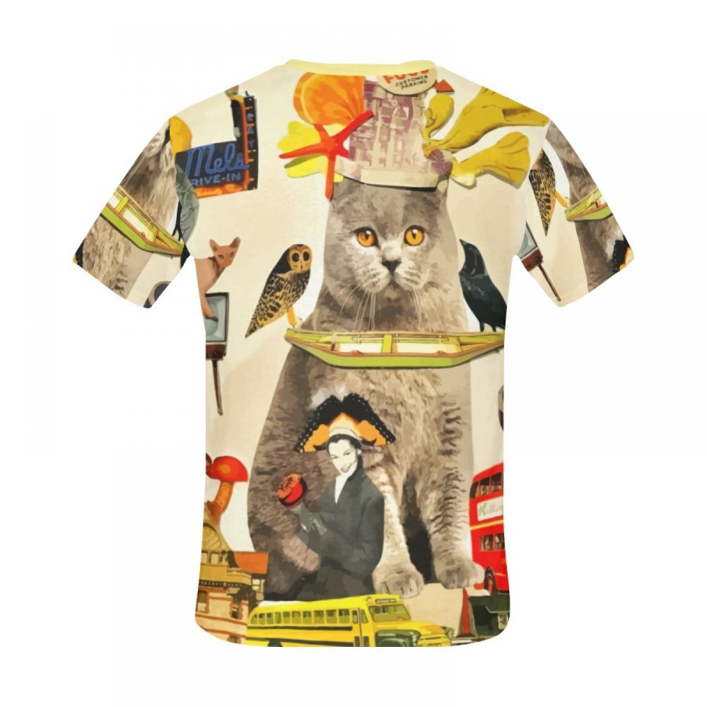 Men's Art Crazy Animals Cat King Short T-shirt