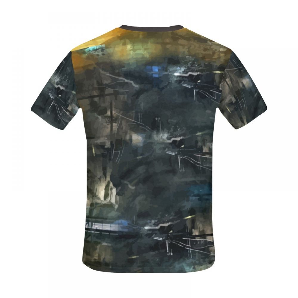 Men's Abstraction Black And Dark Short T-shirt