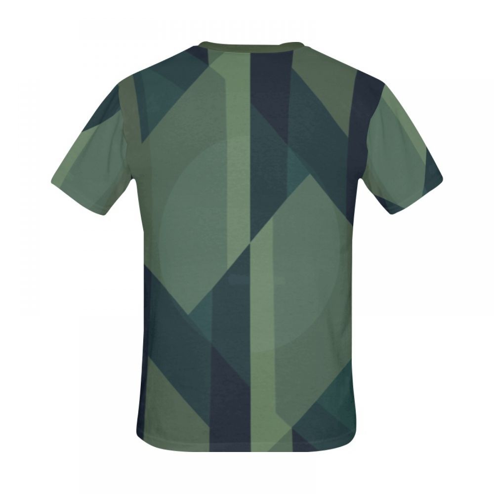 Men's Geometric Art Green Lines Short T-shirt