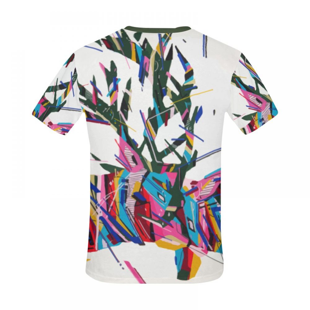 Men's Geometric Animal Art Cerfs Short T-shirt