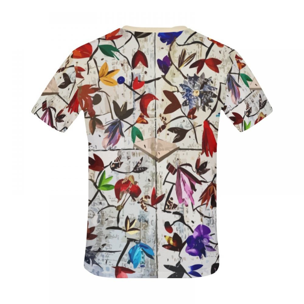 Men's Art Collage Colorful Flowers Short T-shirt