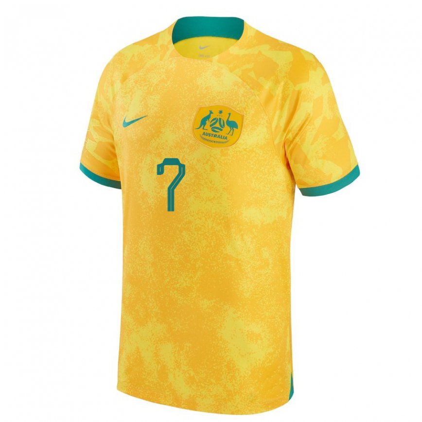 Women Australia Mathew Leckie #7 Golden Home Jersey 2022/23 T-shirt