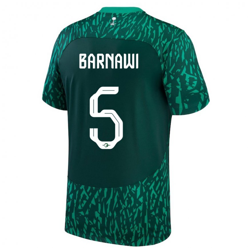 Men Saudi Arabia Abdulsalam Barnawi #5 Dark Green Away Jersey 2022/23 T-shirt