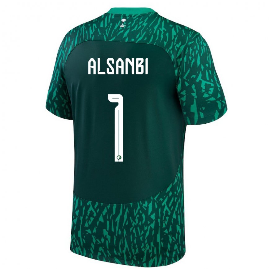 Men Saudi Arabia Abdulrahman Alsanbi #1 Dark Green Away Jersey 2022/23 T-shirt