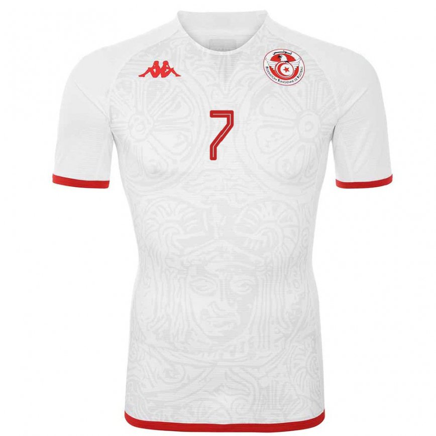 Men Tunisia Aziz Abid #7 White Away Jersey 2022/23 T-shirt