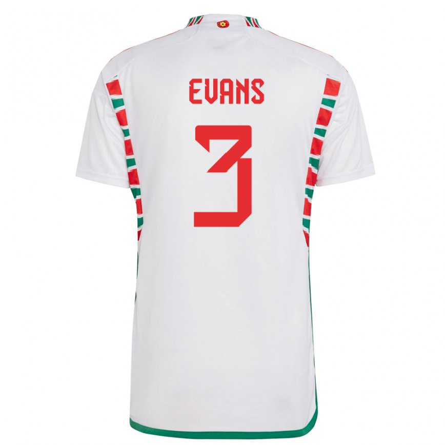 Men Wales Gemma Evans #3 White Away Jersey 2022/23 T-shirt