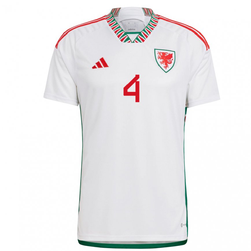 Men Wales Shaunna Jenkins #4 White Away Jersey 2022/23 T-shirt