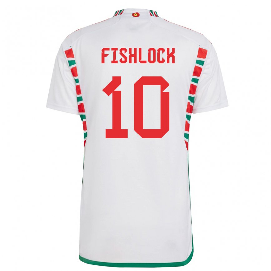 Men Wales Jessica Fishlock #10 White Away Jersey 2022/23 T-shirt