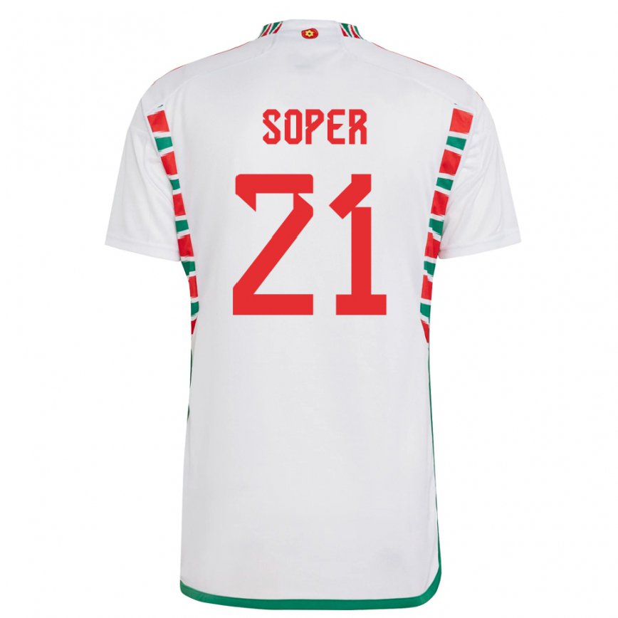 Men Wales Poppy Soper #21 White Away Jersey 2022/23 T-shirt