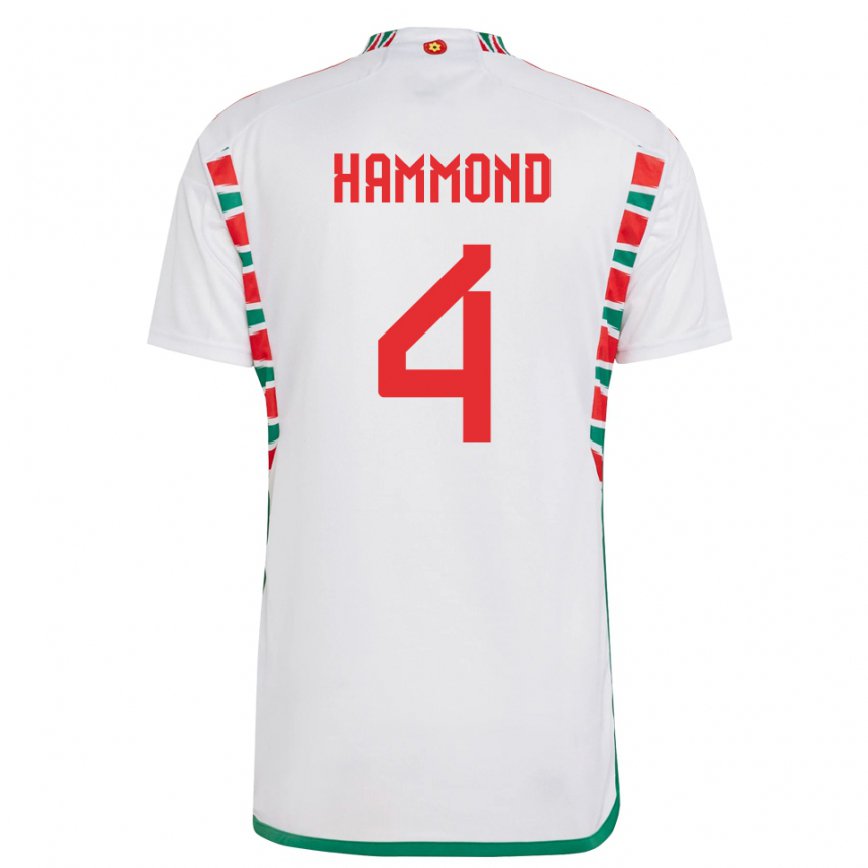 Men Wales Ben Hammond #4 White Away Jersey 2022/23 T-shirt