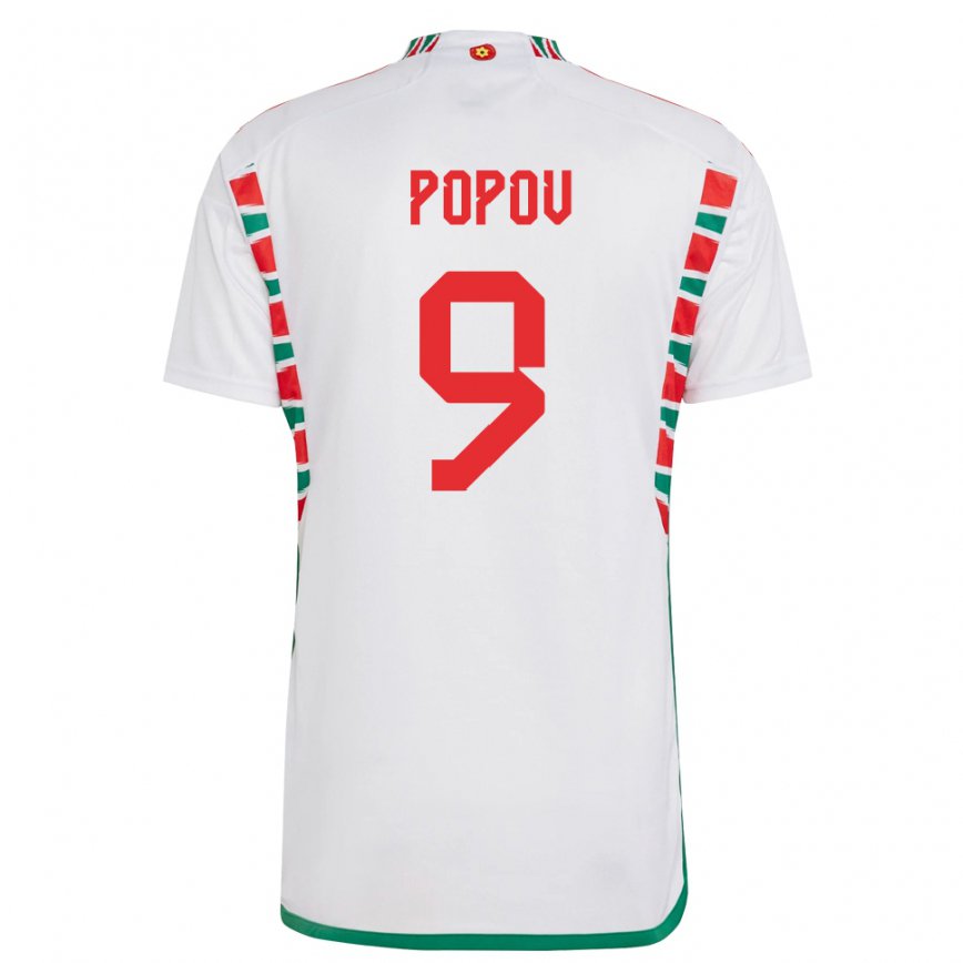 Men Wales Christopher Popov #9 White Away Jersey 2022/23 T-shirt