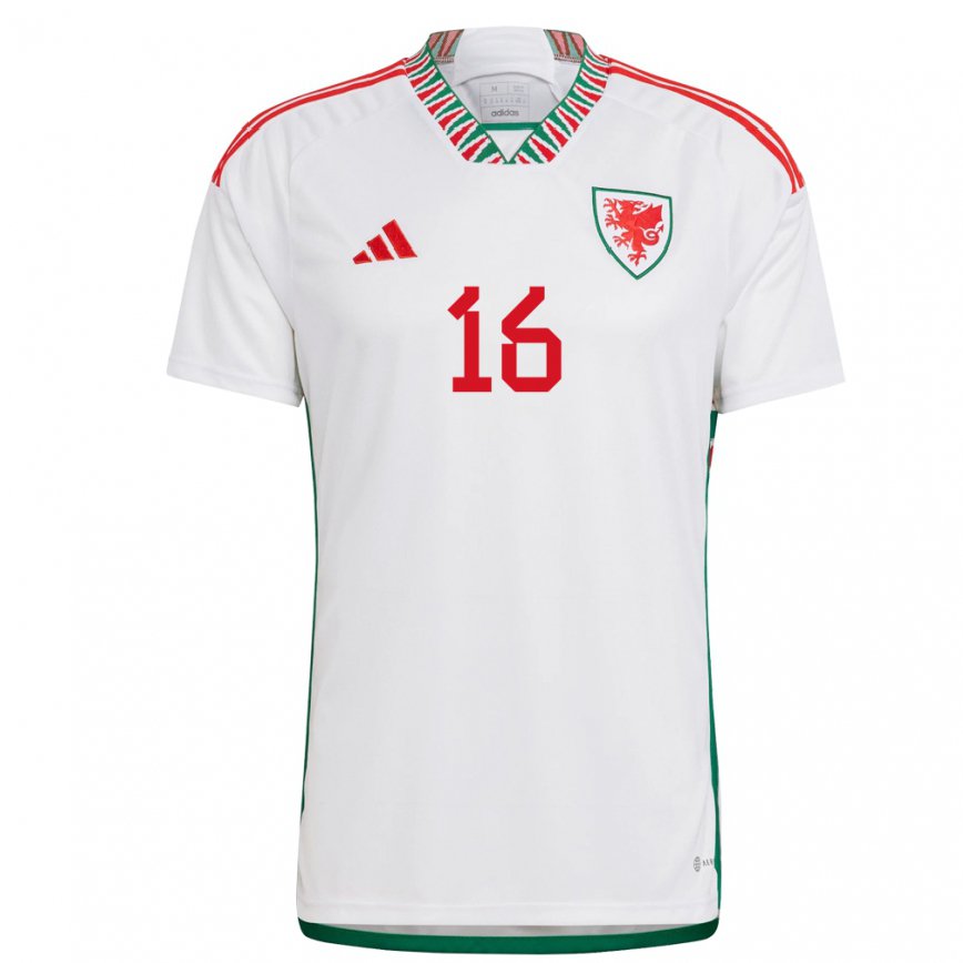 Men Wales Harry Jewitt White #16 White Away Jersey 2022/23 T-shirt
