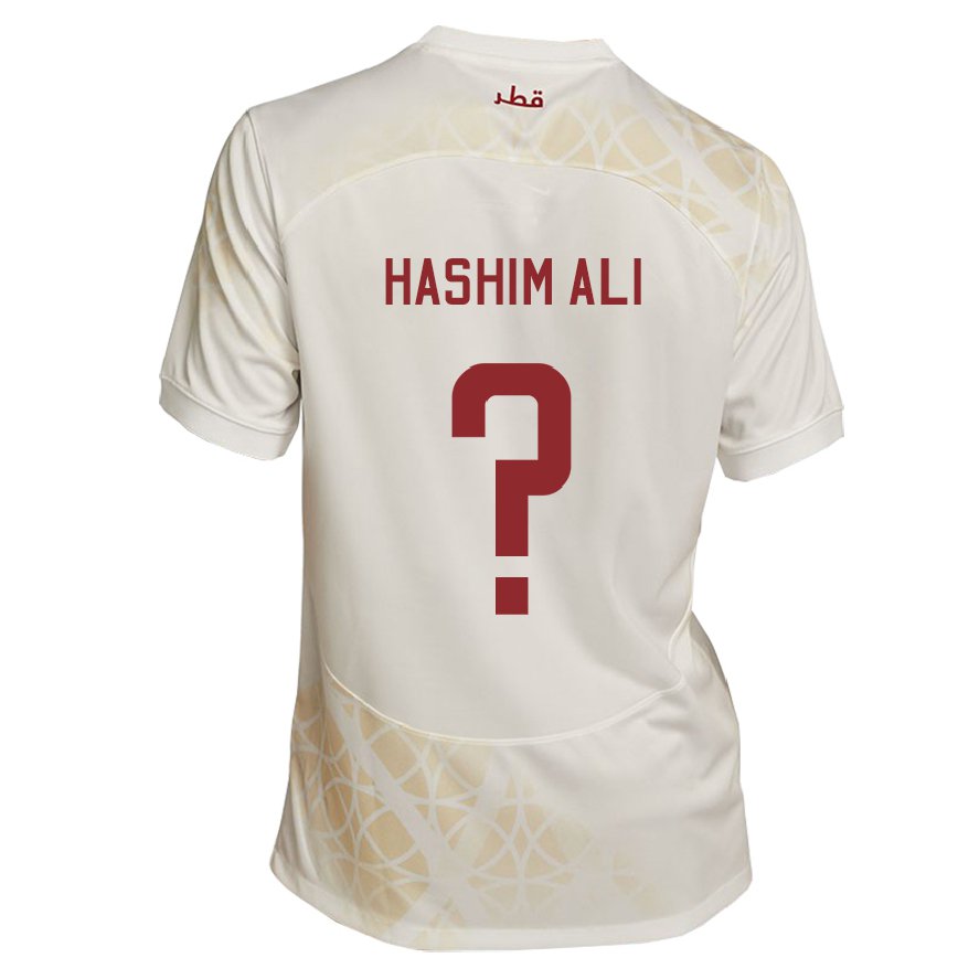 Men Qatar Hashim Ali #0 Gold Beige Away Jersey 2022/23 T-shirt