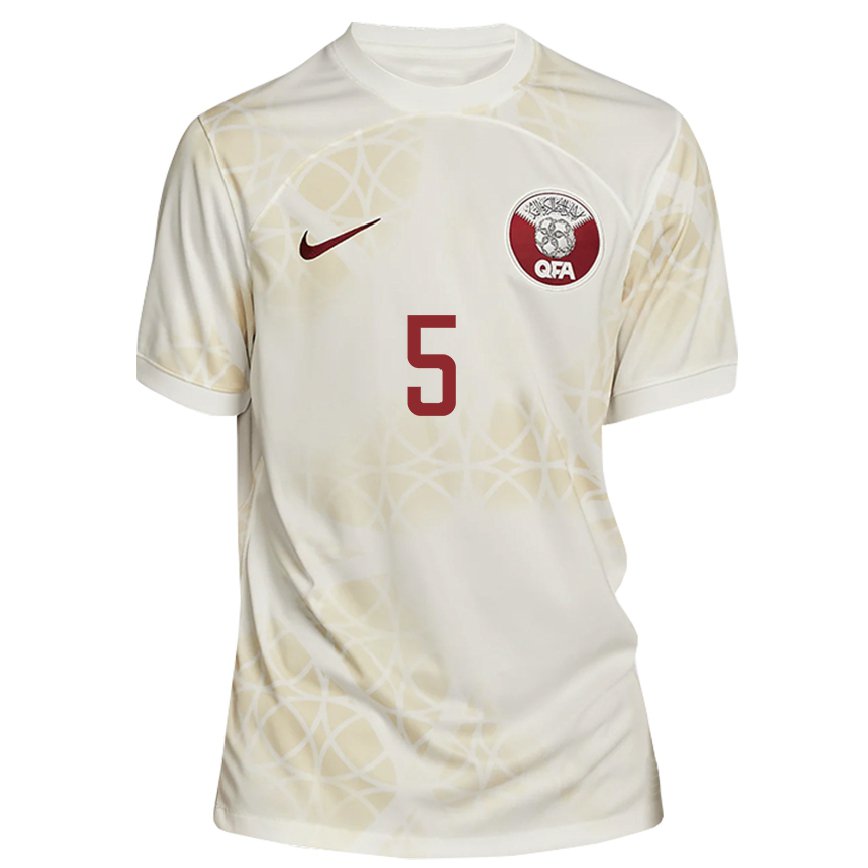Men Qatar Dana Al Jassim #5 Gold Beige Away Jersey 2022/23 T-shirt