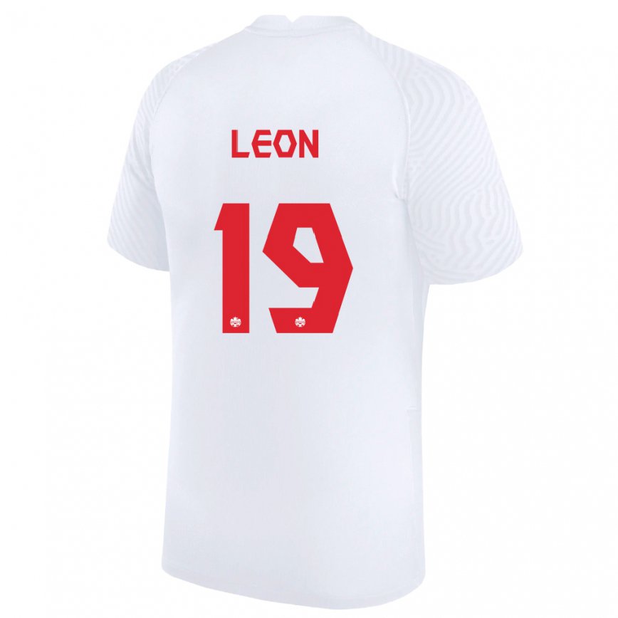 Men Canada Adriana Leon #19 White Away Jersey 2022/23 T-shirt