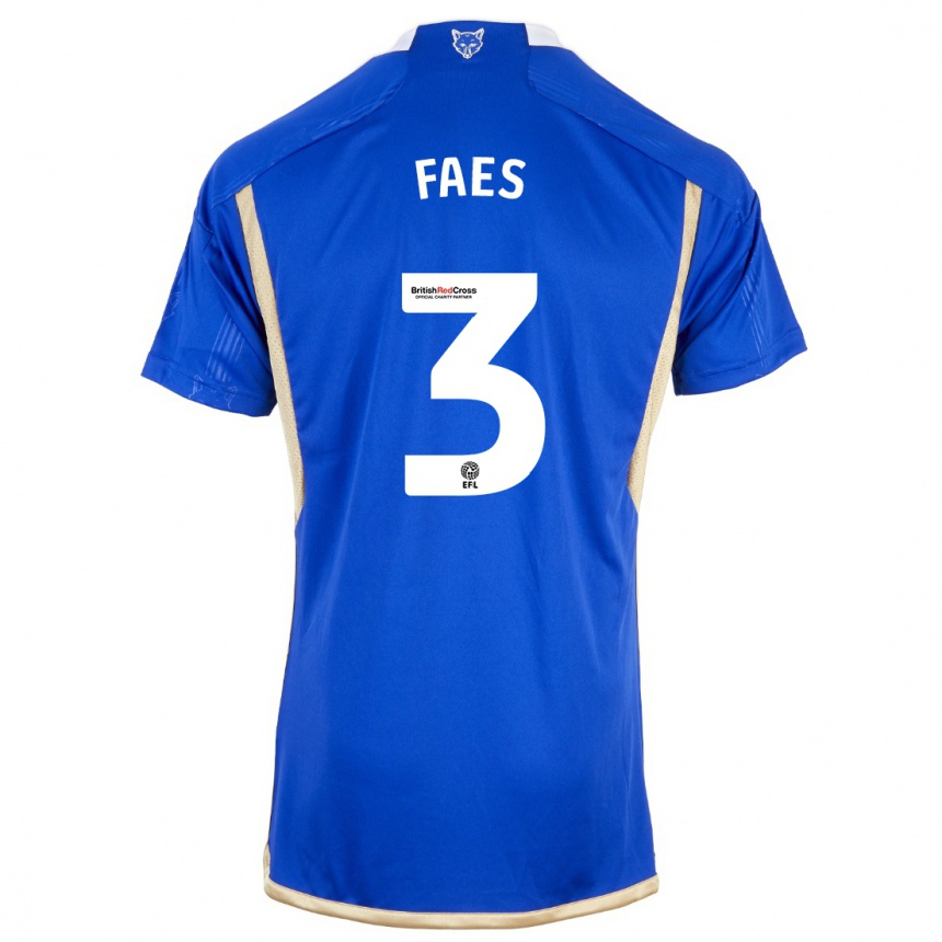 Kids Football Wout Faes #3 Blue Home Jersey 2023/24 T-Shirt