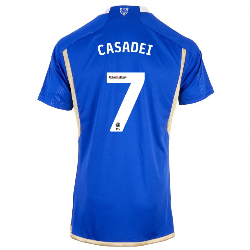 Kids Football Cesare Casadei #7 Blue Home Jersey 2023/24 T-Shirt