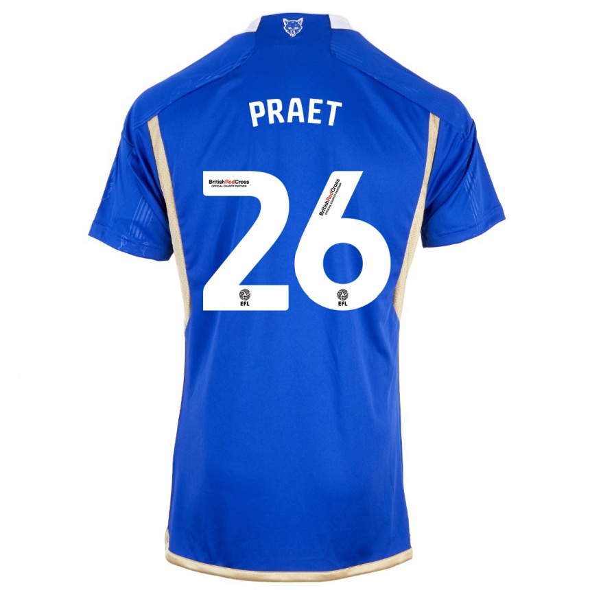 Kids Football Dennis Praet #26 Blue Home Jersey 2023/24 T-Shirt