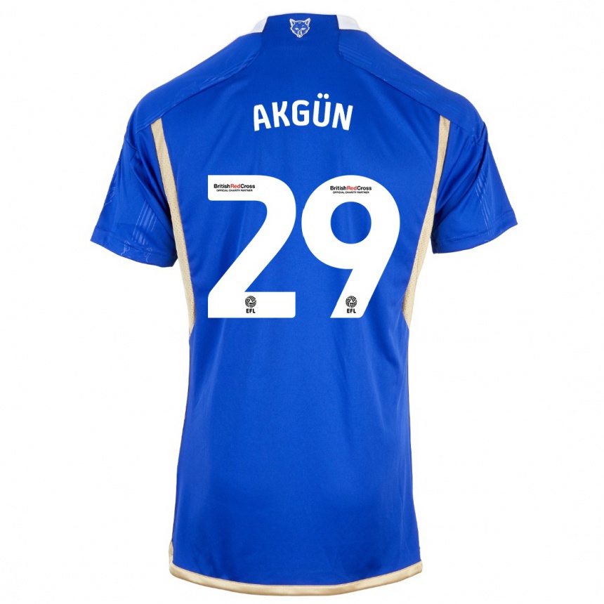 Kids Football Yunus Akgün #29 Blue Home Jersey 2023/24 T-Shirt