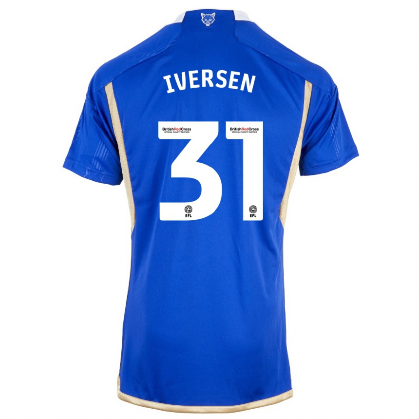 Kids Football Daniel Iversen #31 Blue Home Jersey 2023/24 T-Shirt