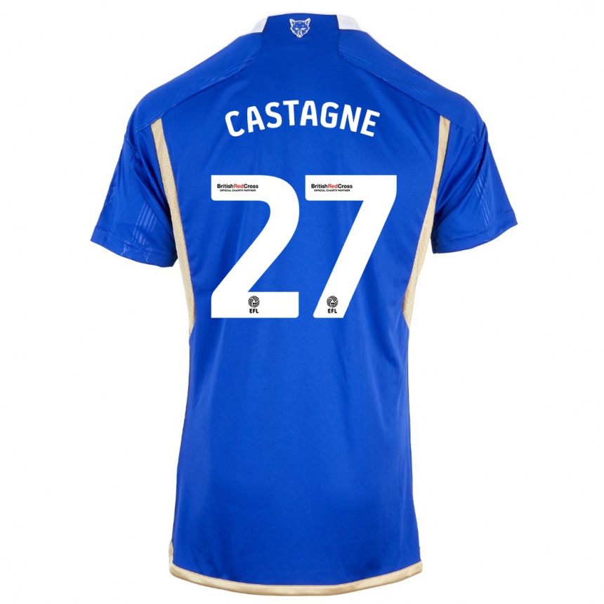 Kids Football Timothy Castagne #27 Blue Home Jersey 2023/24 T-Shirt