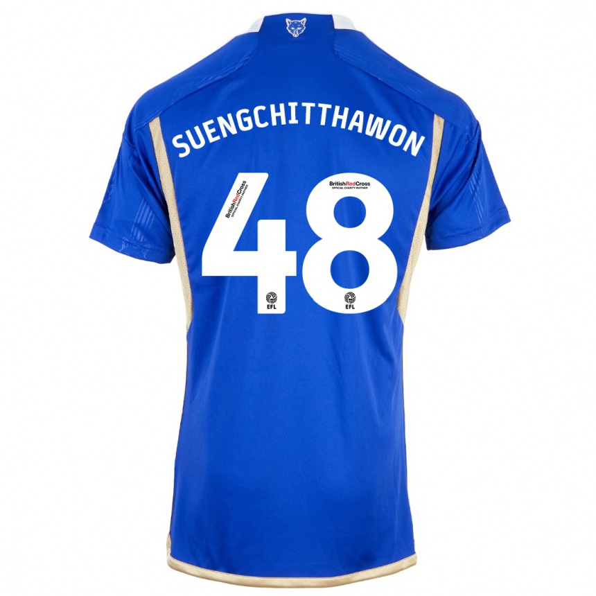 Kids Football Thanawat Suengchitthawon #48 Blue Home Jersey 2023/24 T-Shirt
