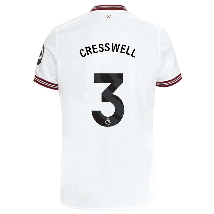 Kids Football Aaron Cresswell #3 White Away Jersey 2023/24 T-Shirt