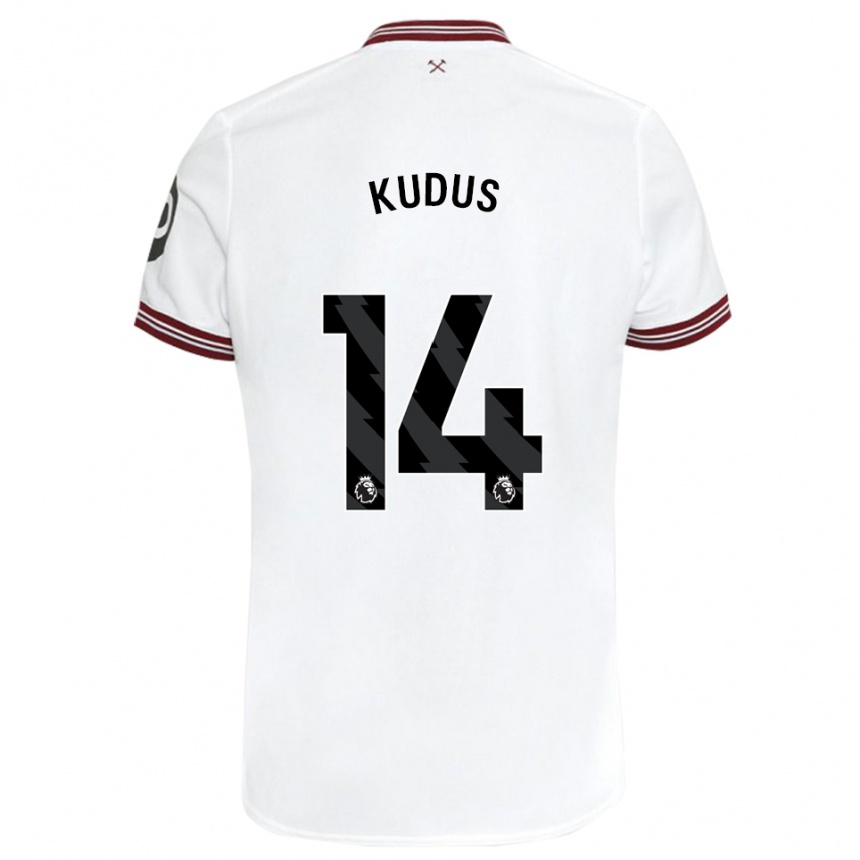 Kids Football Mohammed Kudus #14 White Away Jersey 2023/24 T-Shirt