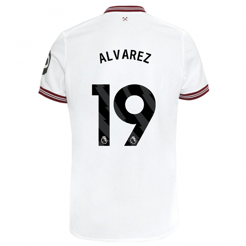 Kids Football Edson Alvarez #19 White Away Jersey 2023/24 T-Shirt