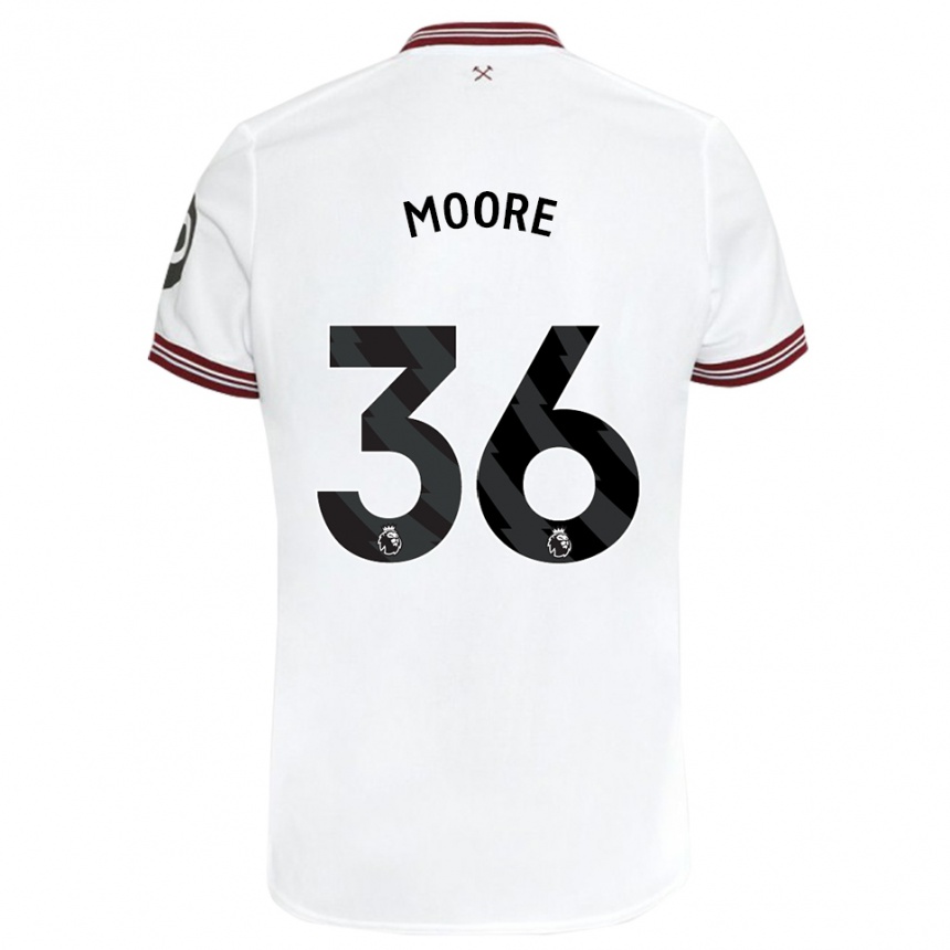 Kids Football Sean Moore #36 White Away Jersey 2023/24 T-Shirt