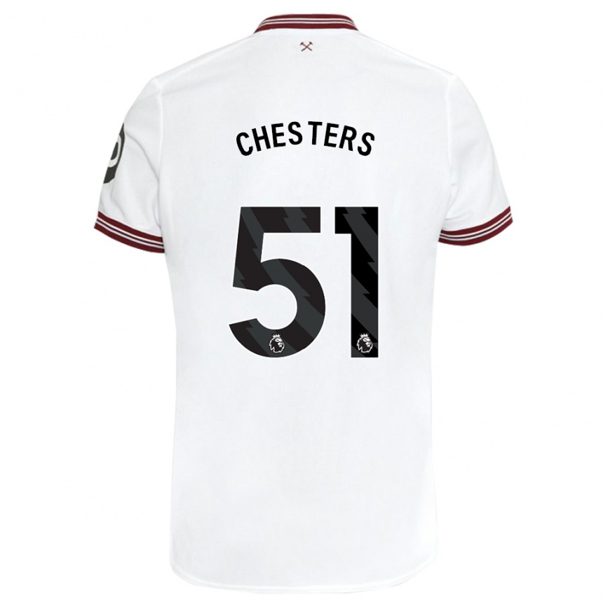 Kids Football Dan Chesters #51 White Away Jersey 2023/24 T-Shirt