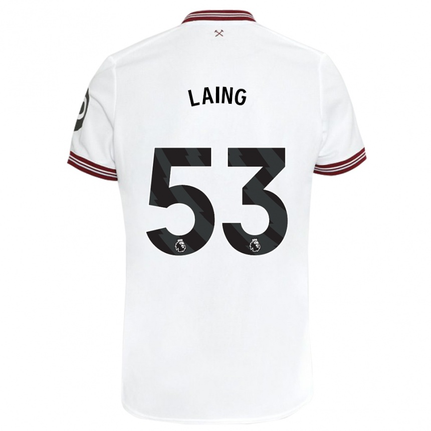 Kids Football Levi Laing #53 White Away Jersey 2023/24 T-Shirt