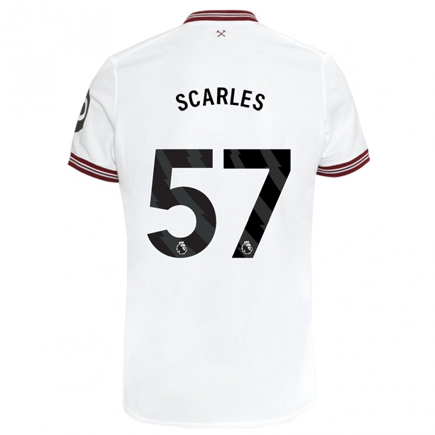 Kids Football Oliver Scarles #57 White Away Jersey 2023/24 T-Shirt