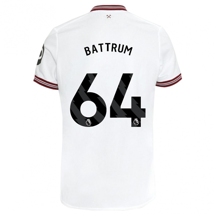 Kids Football Ryan Battrum #64 White Away Jersey 2023/24 T-Shirt