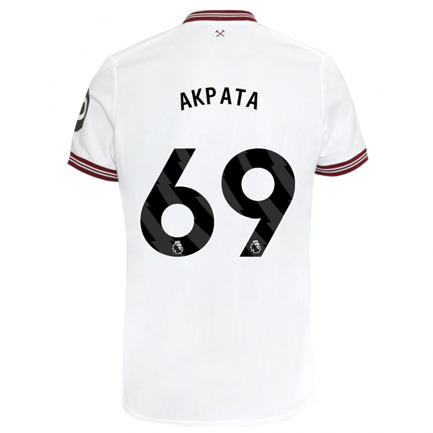 Kids Football Tyron Akpata #69 White Away Jersey 2023/24 T-Shirt