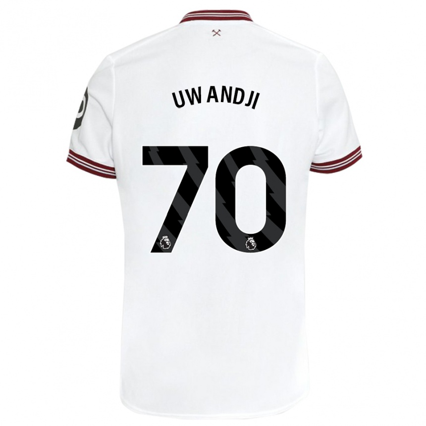 Kids Football Blaise Uwandji #70 White Away Jersey 2023/24 T-Shirt