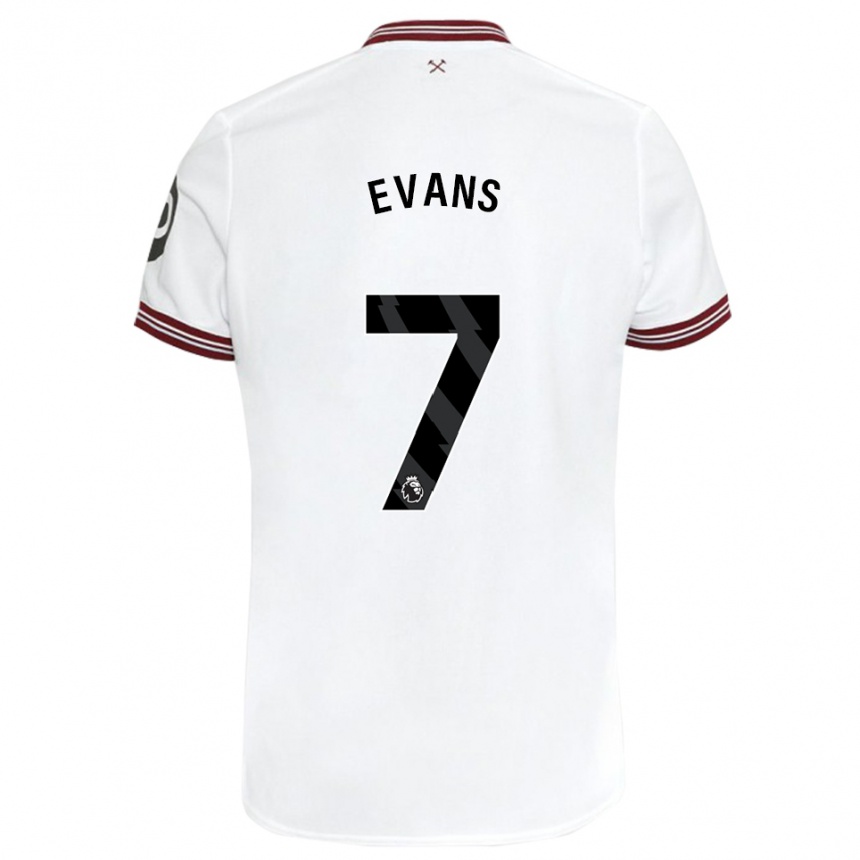 Kids Football Lisa Evans #7 White Away Jersey 2023/24 T-Shirt