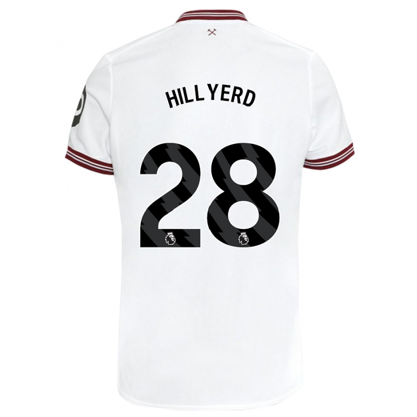 Kids Football Sophie Hillyerd #28 White Away Jersey 2023/24 T-Shirt