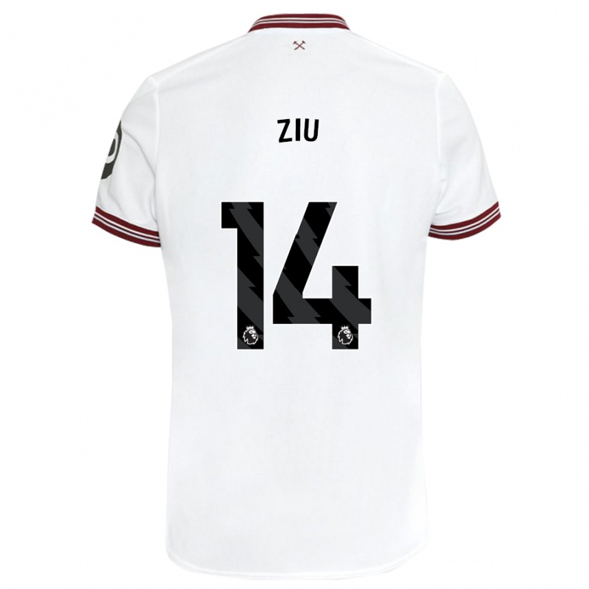 Kids Football Jessica Ziu #14 White Away Jersey 2023/24 T-Shirt