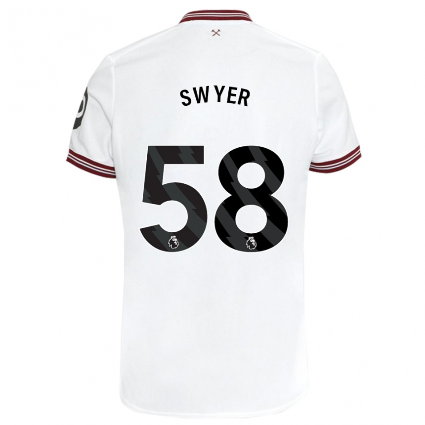 Kids Football Kamarai Swyer #58 White Away Jersey 2023/24 T-Shirt